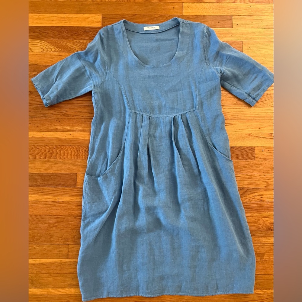 🍭WoolOvers 🍭Blue linen Dress. Size 6 - Picture 4 of 5